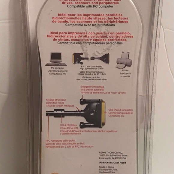 🐣 4/$20RCA pcstuff 6 ft Printer Cable - IEEE 1284 - DB25/CN36M - PC1306 - New🐣 - Picture 4 of 6